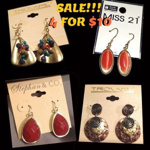 SALE!!! 4 pair of earrings for $10 - goldtone